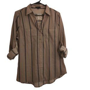 Women's Black & Camel Striped Long Sleeve Top